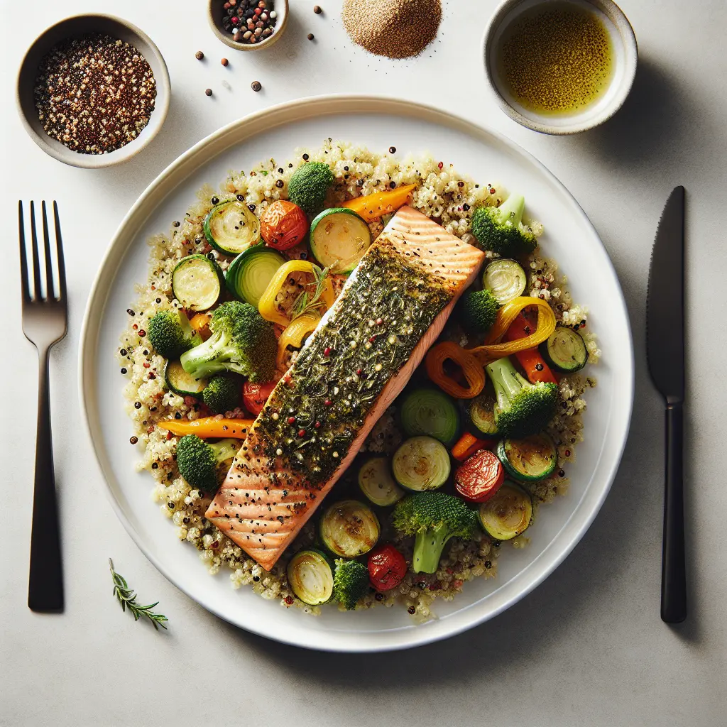 Herb-Crusted Salmon with Quinoa and Roasted Vegetables