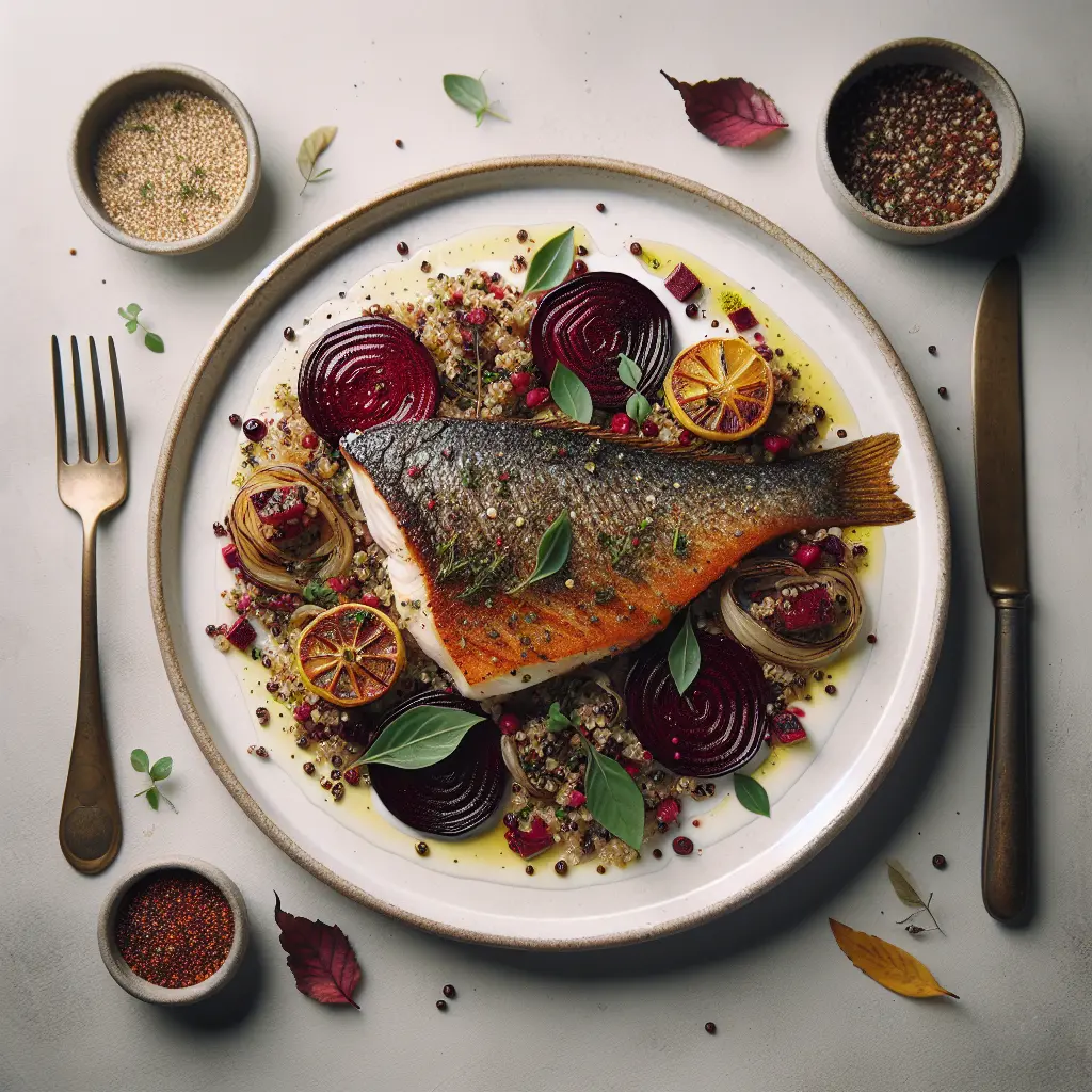 Herb-Crusted Sea Bass with Roasted Autumn Vegetables