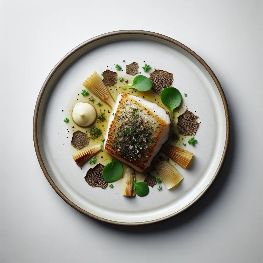 Herb-Crusted Turbot with Salsify and Black Truffle Vinaigrette