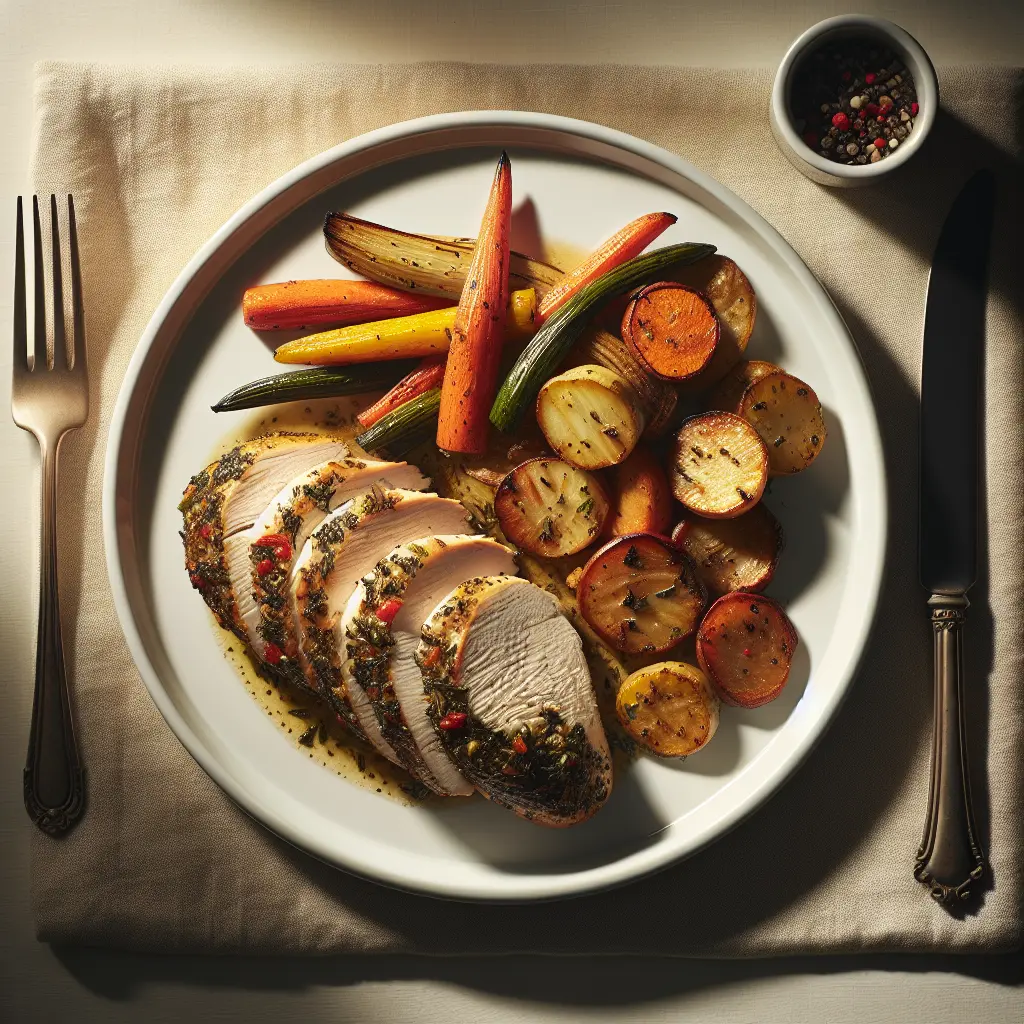 Herb-Crusted Turkey Breast with Roasted Root Vegetables