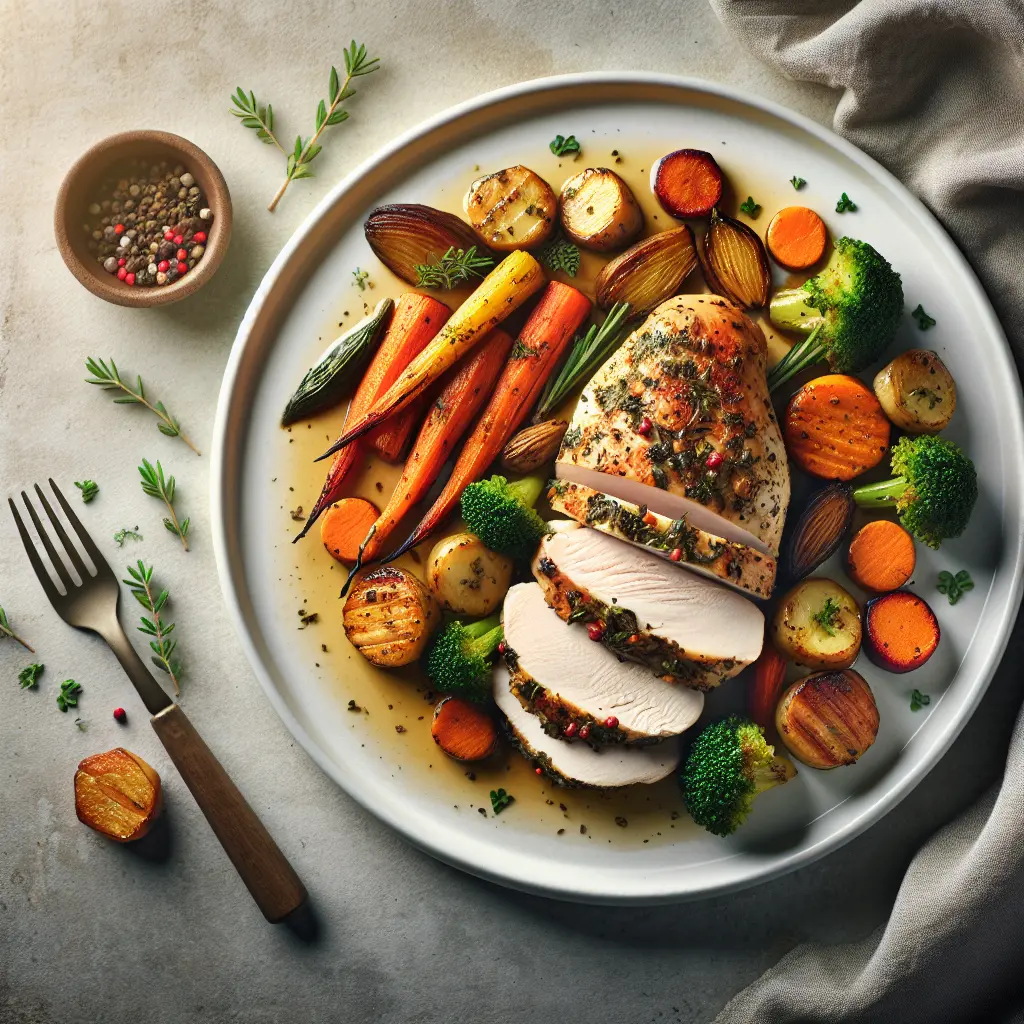 Herb-Crusted Turkey with Roasted Autumn Vegetables