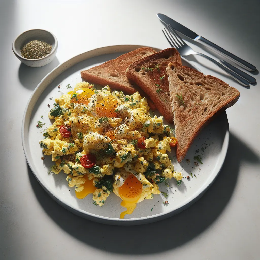 Herb-Infused Scrambled Eggs with Whole Grain Toast
