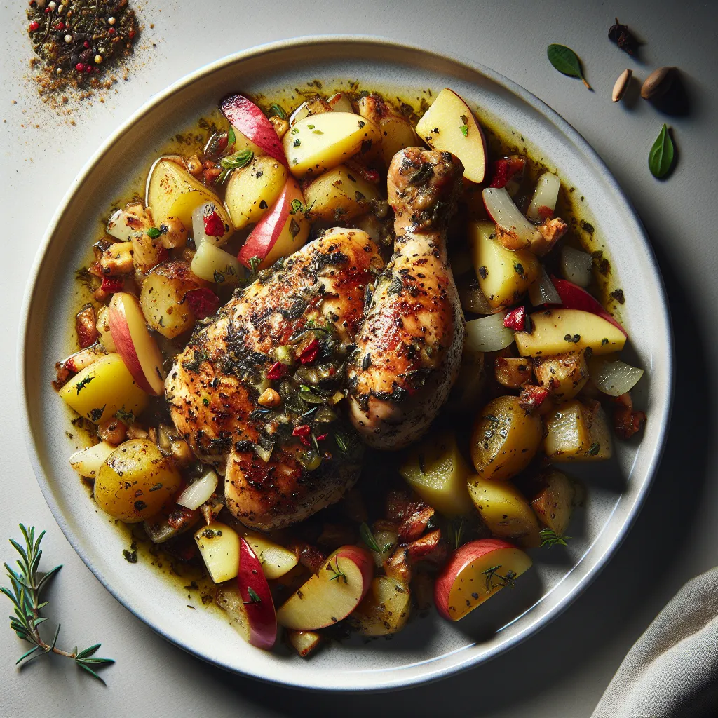 Herbed Chicken with Apple and Potato Medley