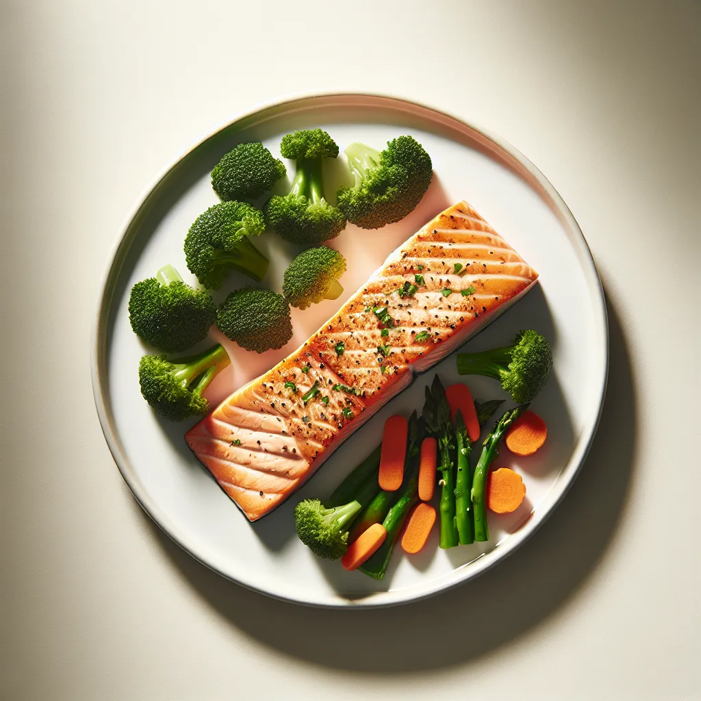 Italian Grilled Salmon with Broccoli and Carrot Medley