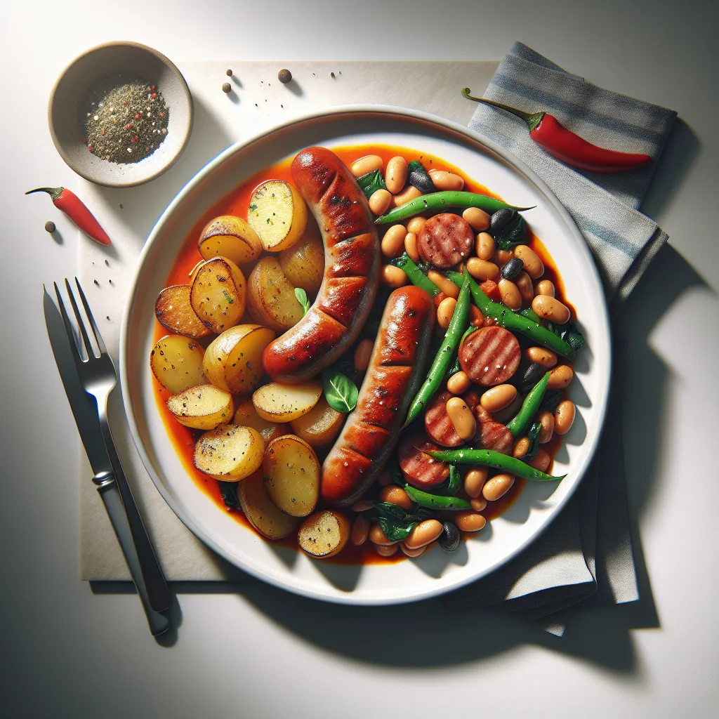 Italian Sausage and Bean Stew with Roasted Potatoes
