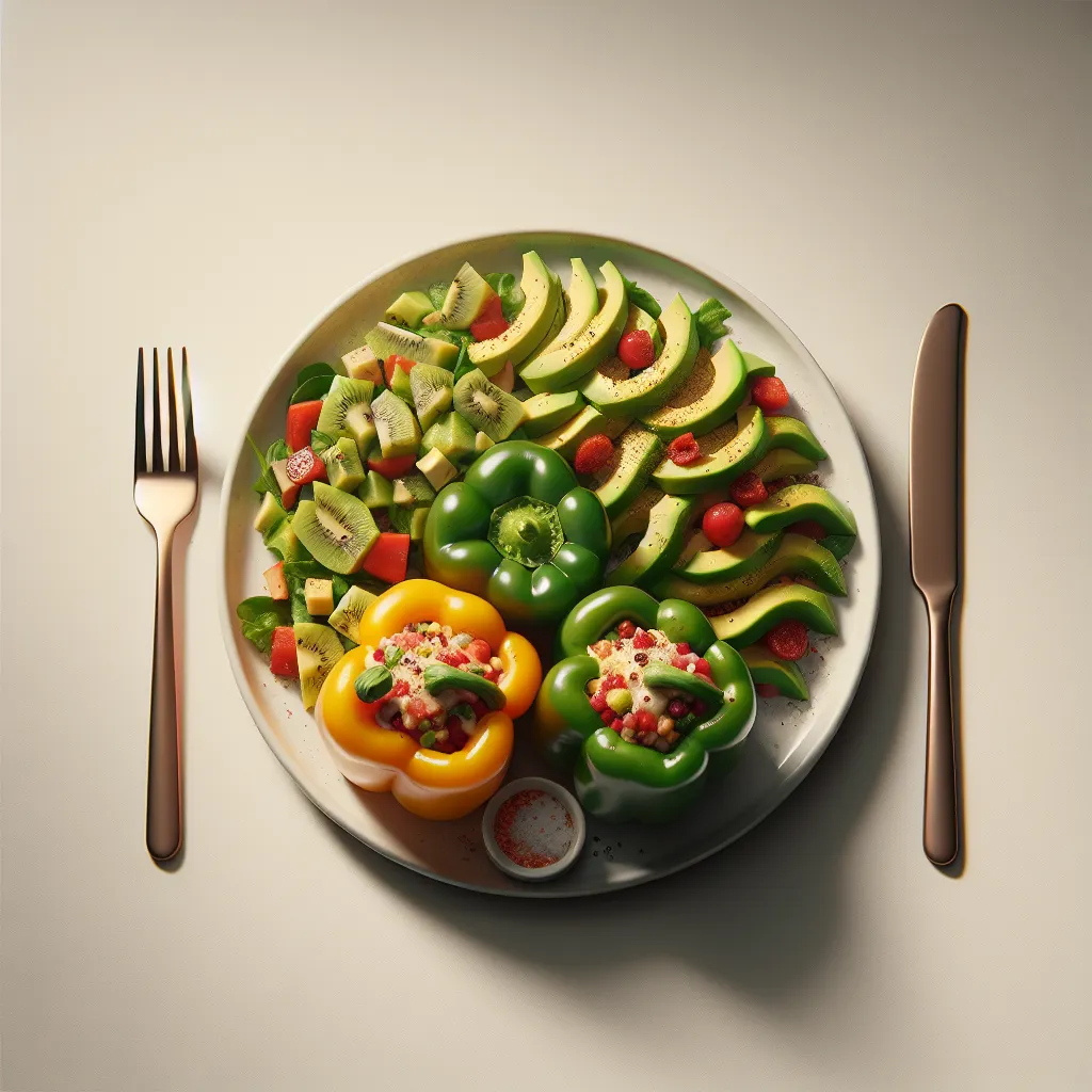 Italian Stuffed Bell Peppers with Avocado and Kiwi Salad