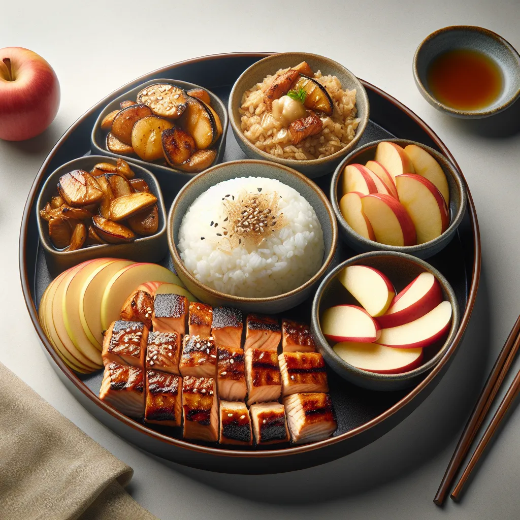 Japanese Teriyaki Salmon with Apple Rice Cups