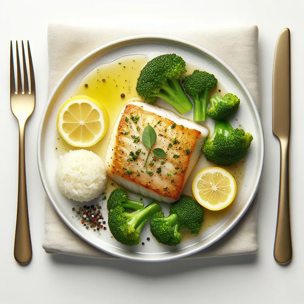 Lemon Herb Baked Cod with Steamed Broccoli