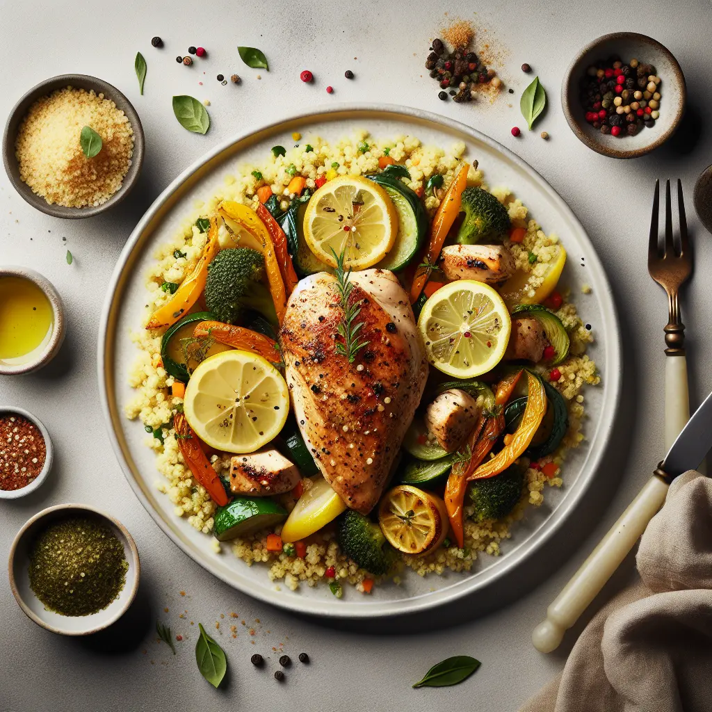 Lemon Herb Chicken with Couscous and Roasted Vegetables