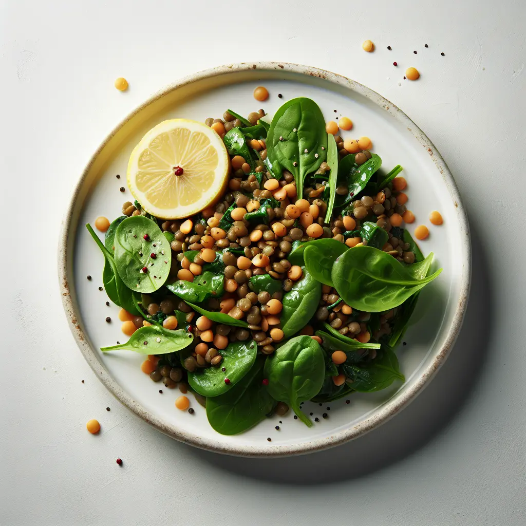 Lentil and Spinach Salad with Lemon Dressing