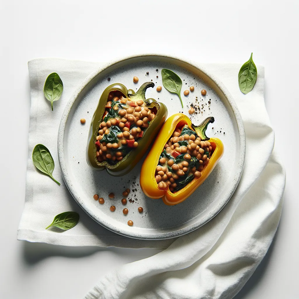 Autumn Lentil and Spinach Stuffed Bell Peppers