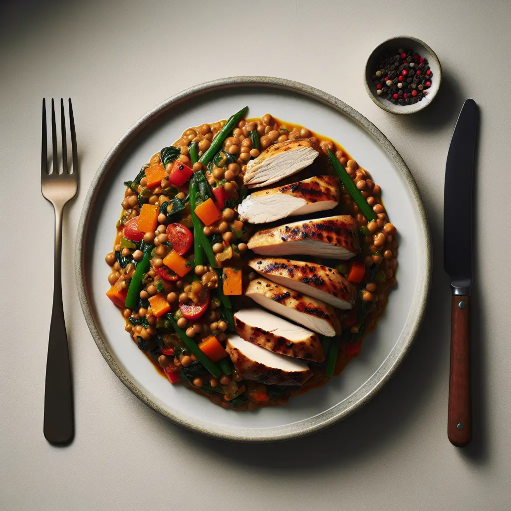 Lentil and Vegetable Stew with Grilled Chicken