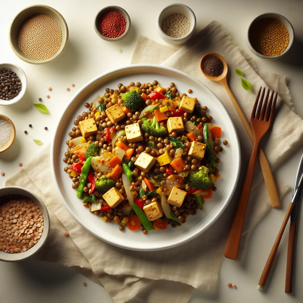 Lentil and Vegetable Stir-Fry with Tofu