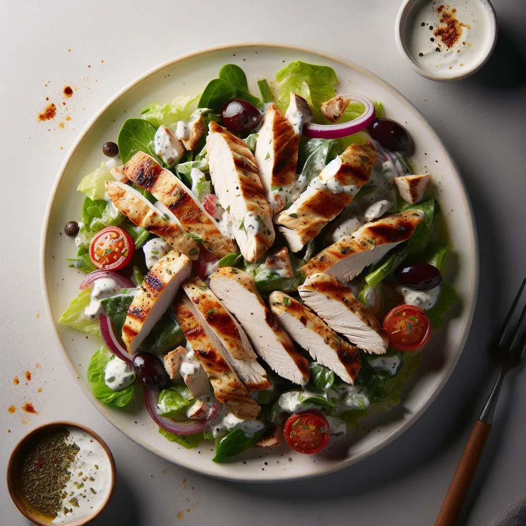 Mediterranean Chicken Salad with Yogurt Dressing