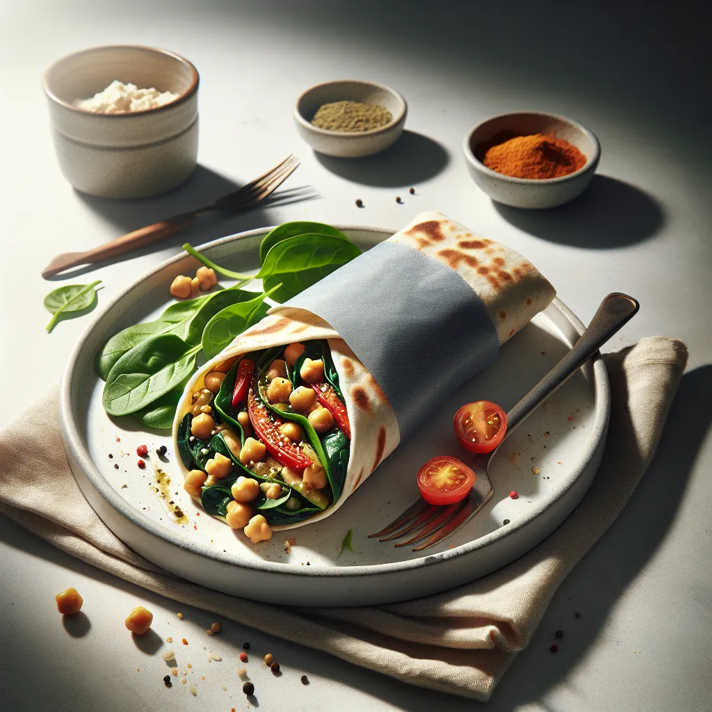 Mediterranean Chickpea and Spinach Wrap