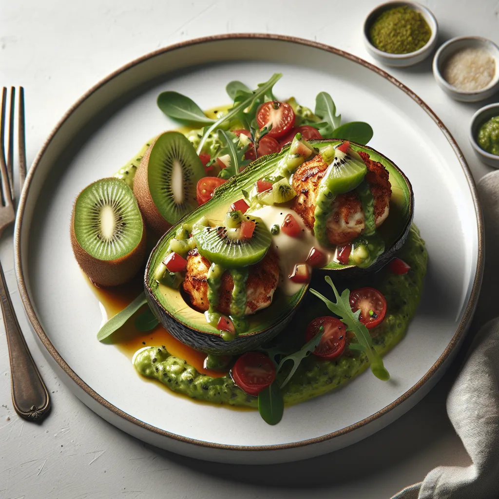 Mediterranean Stuffed Avocado with Kiwi Salsa