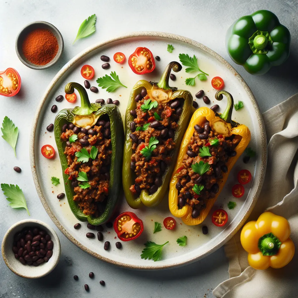 Mexican Stuffed Bell Peppers with Spiced Beef and Black Beans