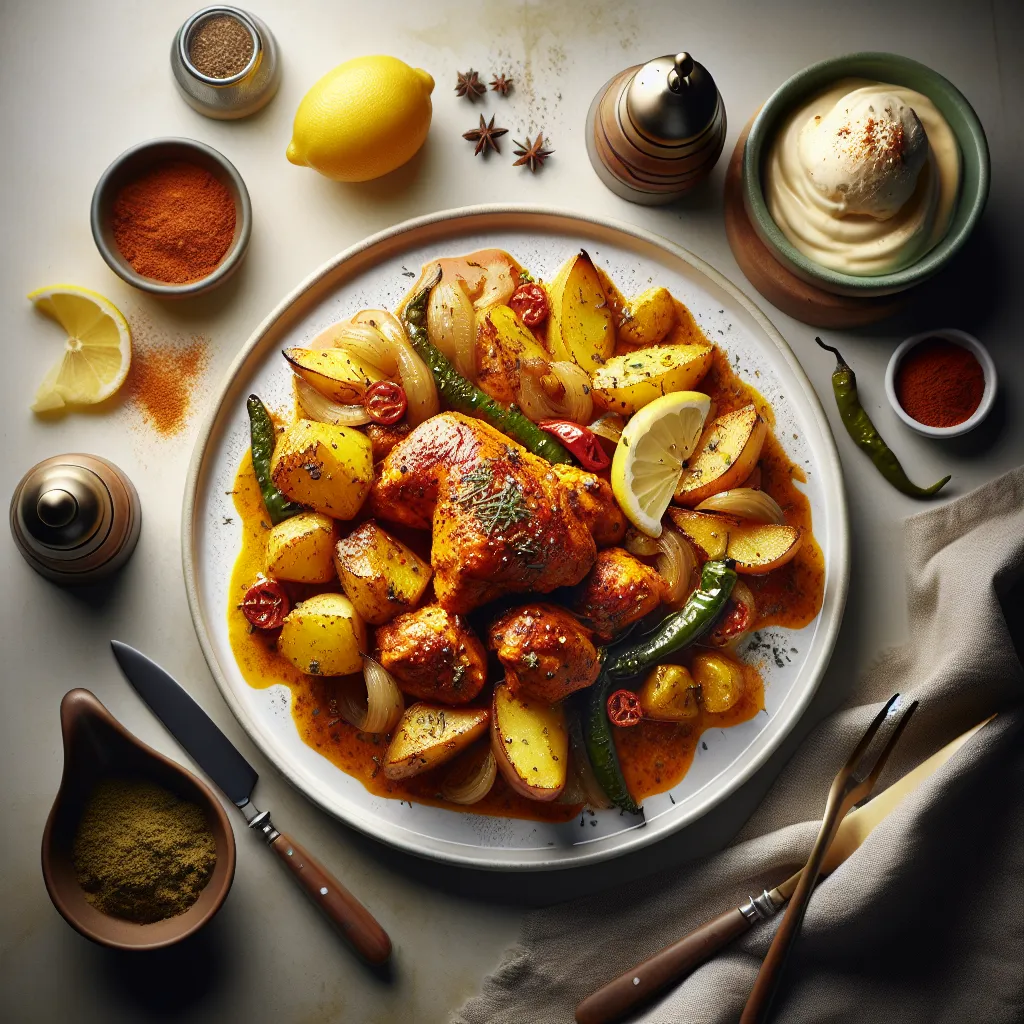 Moroccan Spiced Chicken with Roasted Potatoes and Ice Cream