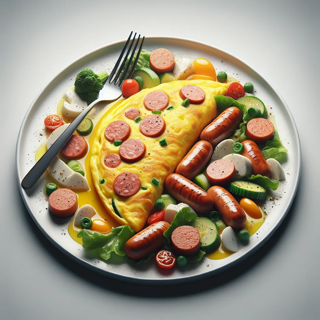 Omelette aux saucisses et légumes