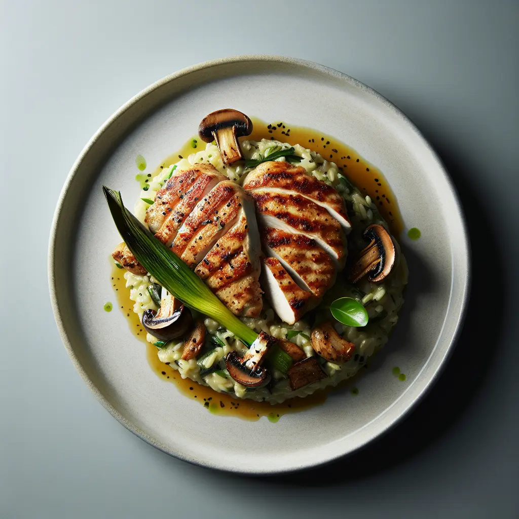 Pan-Seared Chicken with Mushroom and Leek Risotto
