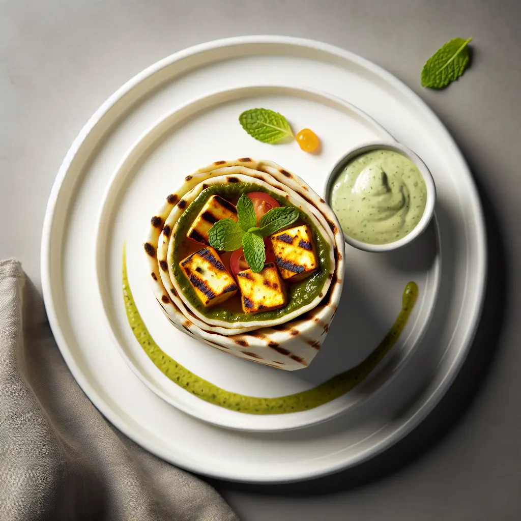 Paneer Tikka Wrap with Mint Chutney
