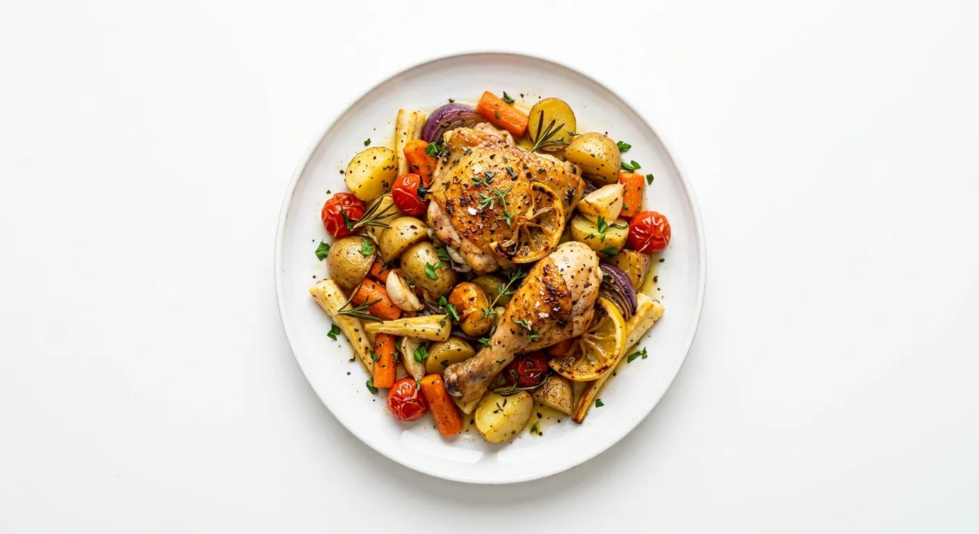Poulet au citron et légumes rôtis
