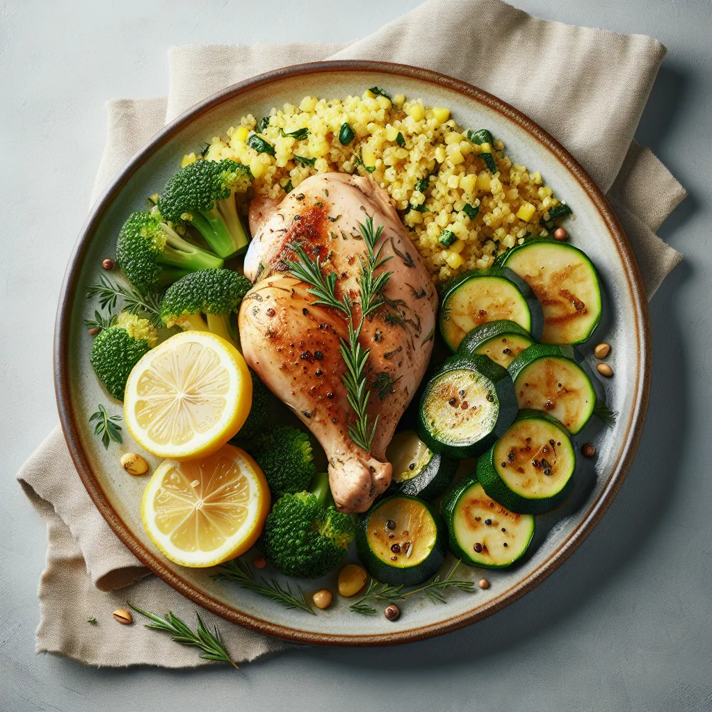Poulet Sauté au Citron et Herbes avec Boulgour et Courgettes