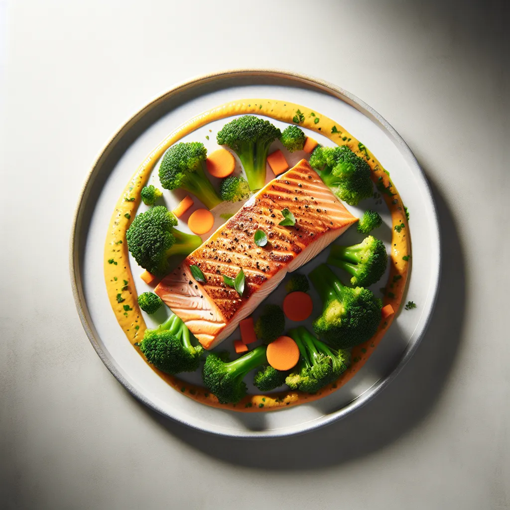 Provencal Salmon with Broccoli and Carrot Puree