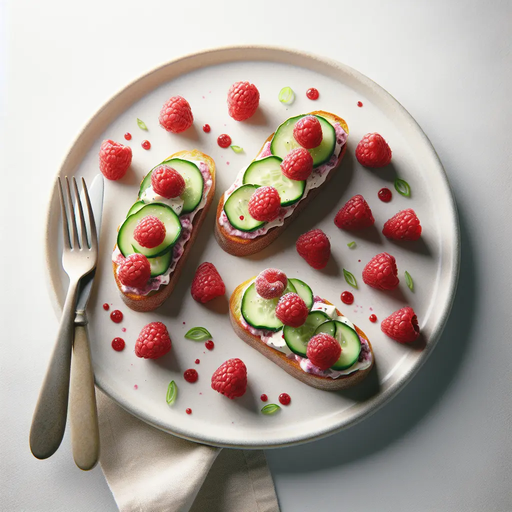Raspberry and Cucumber Breakfast Bruschetta
