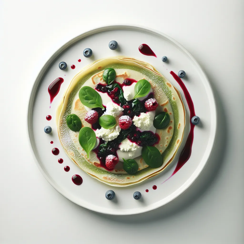 Gourmet Ricotta and Spinach Crepes with Berry Compote