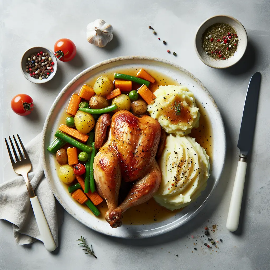 Roast Chicken with Vegetables and Mashed Potatoes