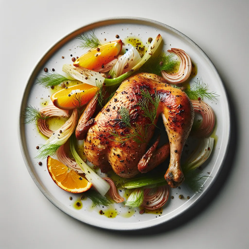 Roasted Chicken with Fennel and Orange Salad