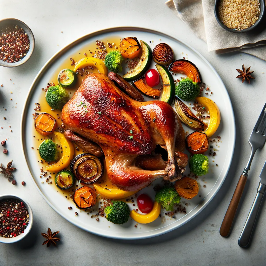 Roasted Duck with Autumn Vegetables and Quinoa