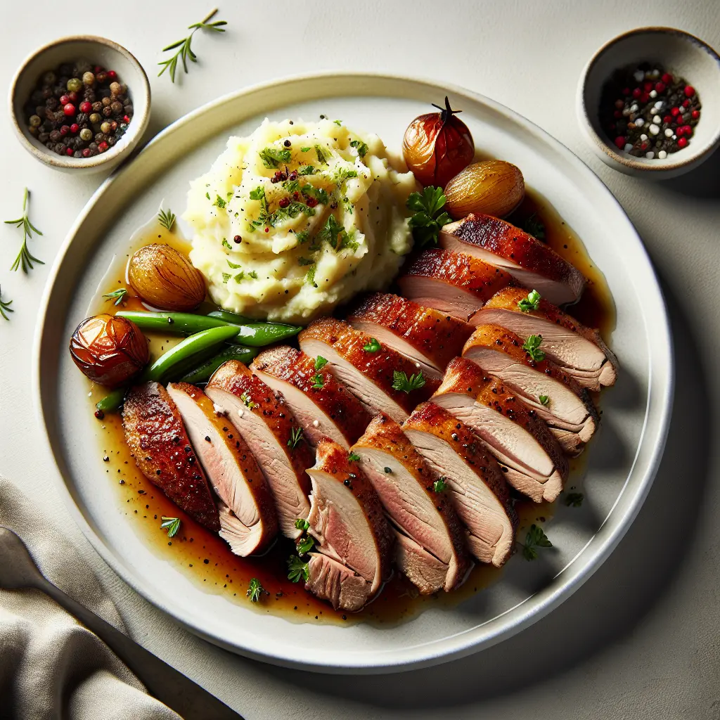 Roasted Duck with Herb-Infused Mashed Potatoes