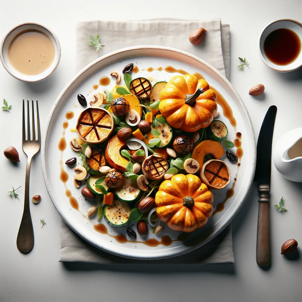 Roasted Pumpkin and Chestnut Salad with Maple Balsamic Dressing