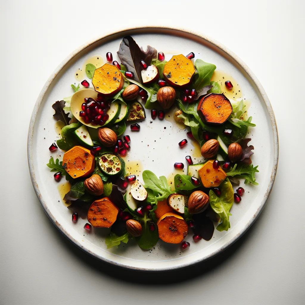 Roasted Pumpkin and Chestnut Salad with Pomegranate Vinaigrette