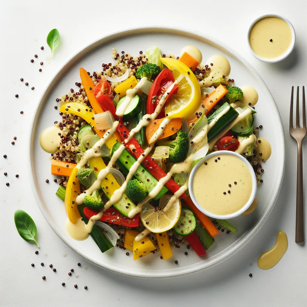 Gourmet Roasted Vegetable and Quinoa Salad with Lemon Tahini Dressing