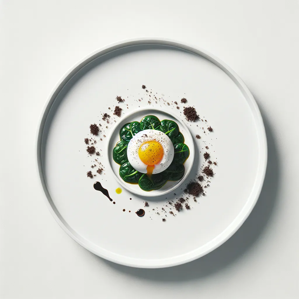 Saffron-Infused Poached Egg with Spinach and Truffle Oil