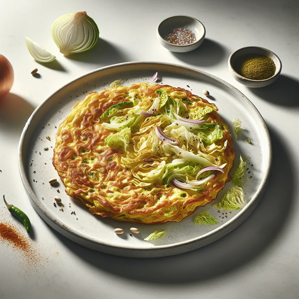 Savory Cabbage and Onion Omelette