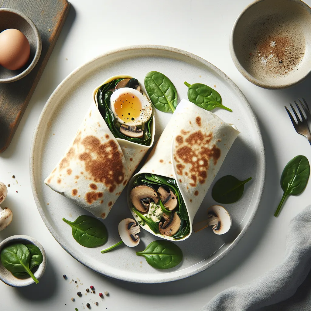 Savory Mushroom and Spinach Breakfast Wrap