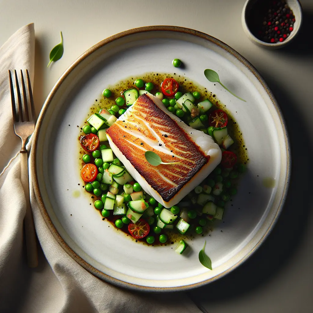 Seared Cod with Pea and Cucumber Salsa