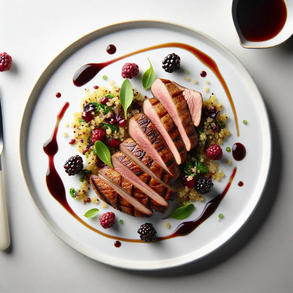 Seared Duck Breast with Blackberry Gastrique and Quinoa Salad