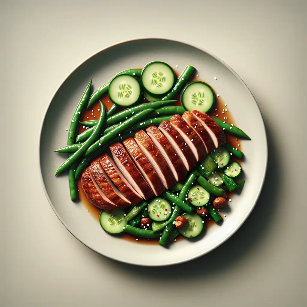 Seared Duck Breast with Cucumber and Green Bean Stir-Fry