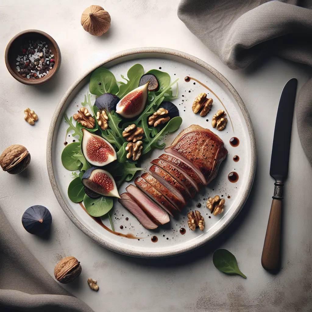 Seared Duck Breast with Fig and Walnut Salad