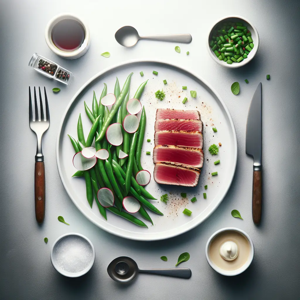 Seared Tuna with Green Bean and Radish Salad