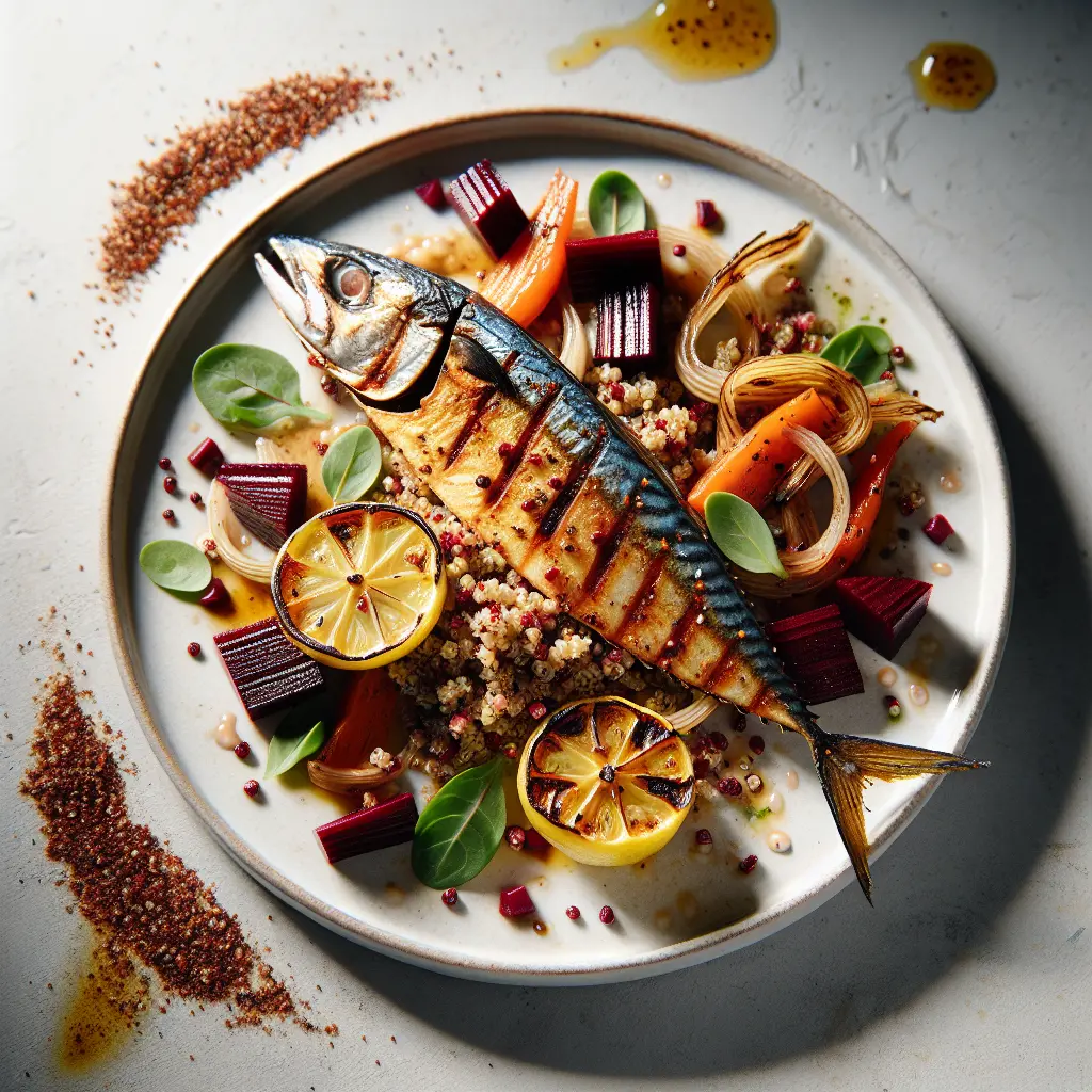 Exotic Spiced Grilled Mackerel with Quinoa and Roasted Beetroot Salad