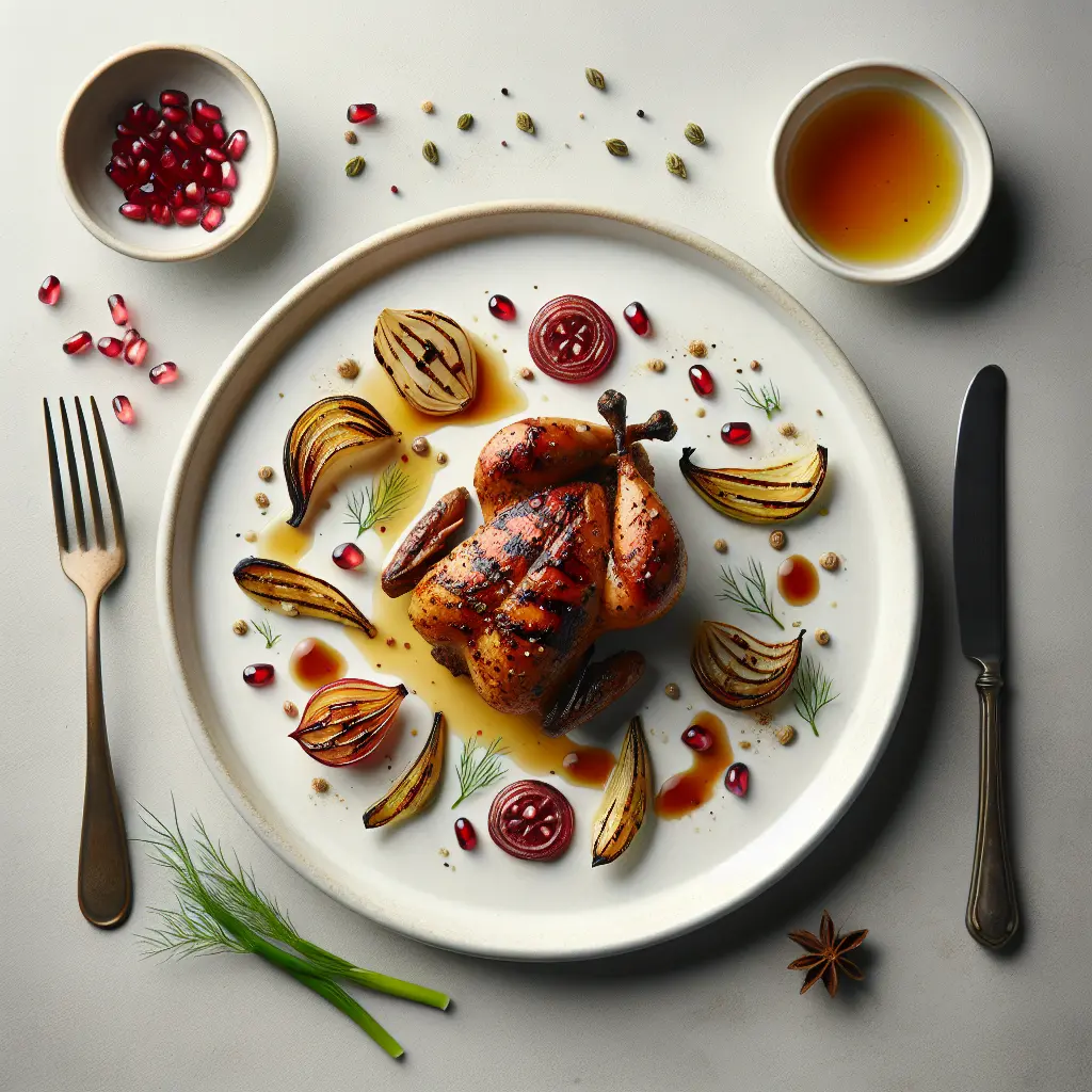 Exotic Spiced Grilled Quail with Pomegranate Molasses and Roasted Fennel