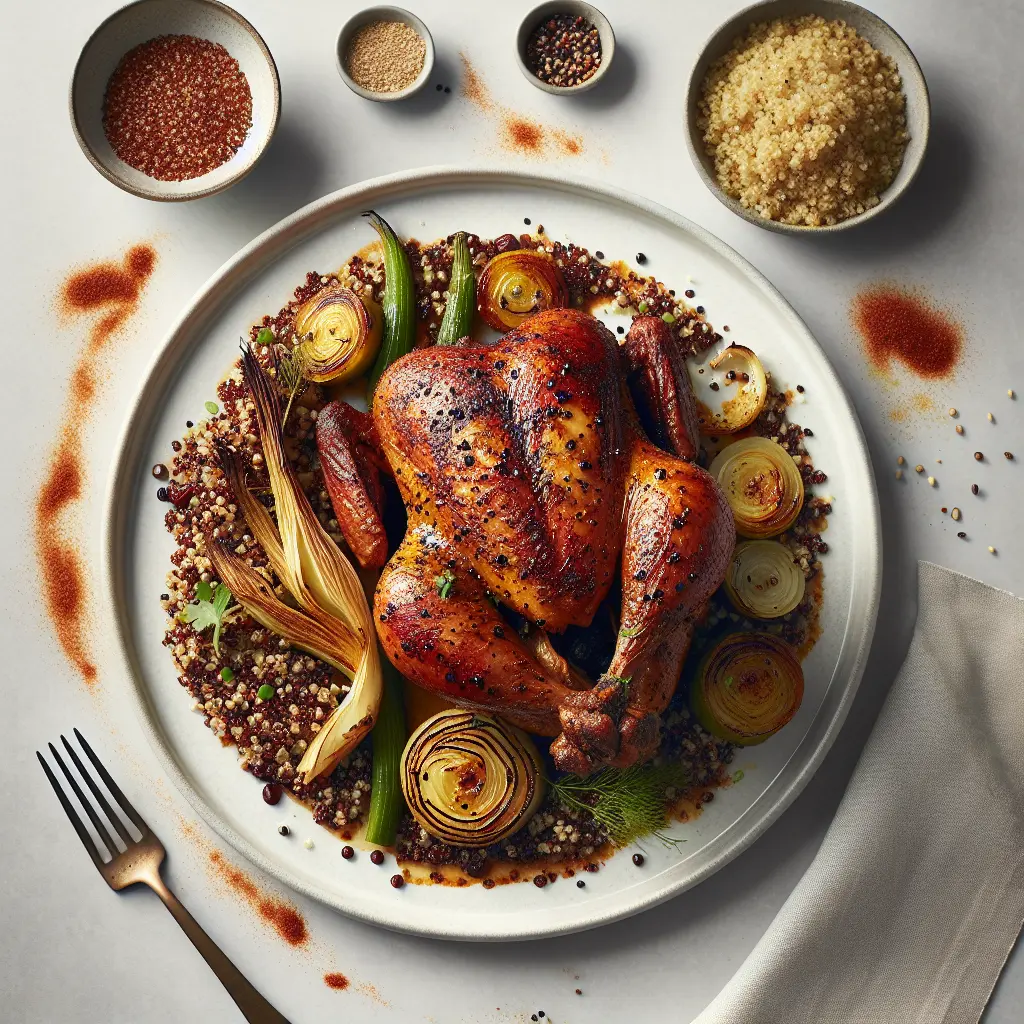 Exotic Spiced Guinea Fowl with Quinoa and Roasted Fennel