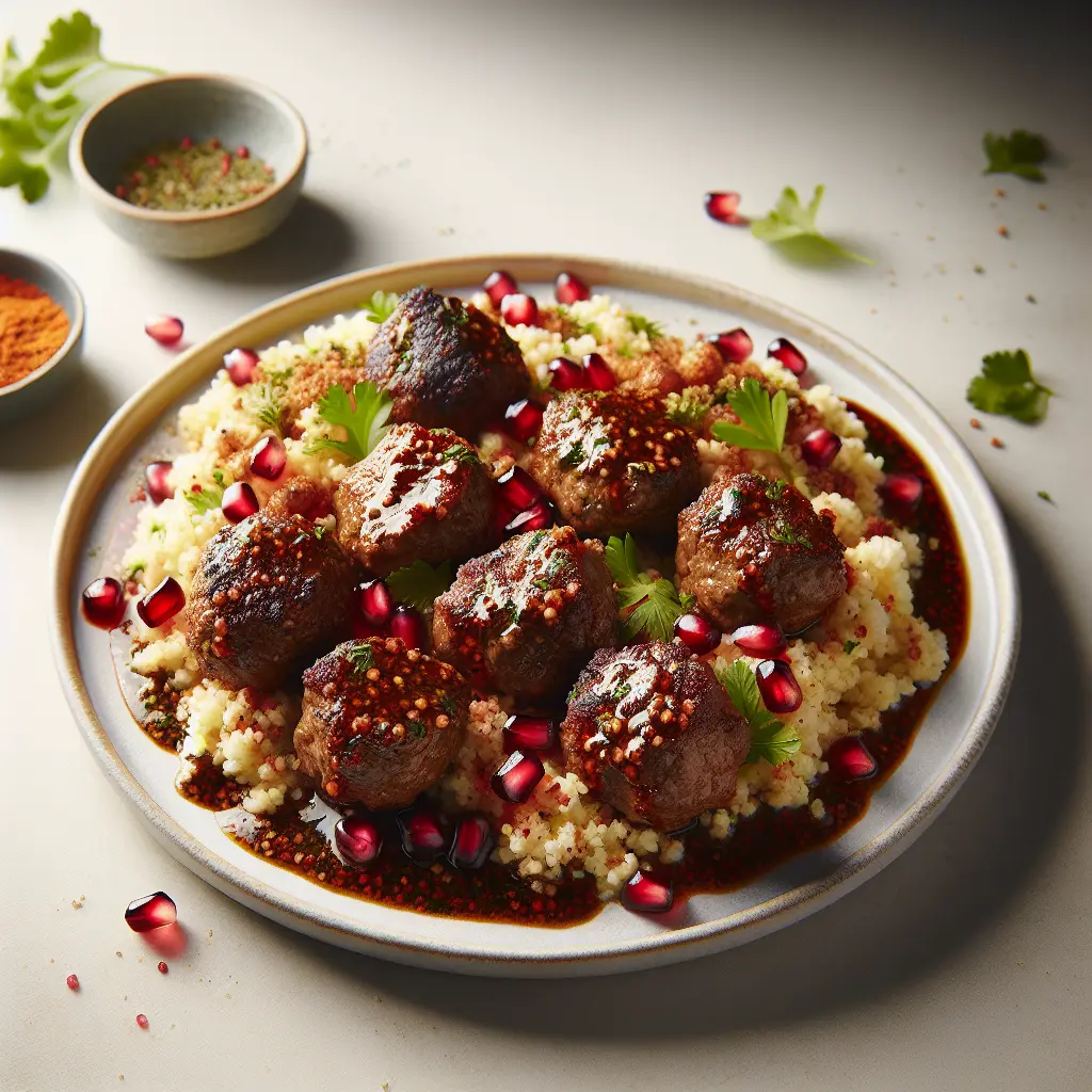 Spiced Lamb Kofta with Pomegranate Molasses and Herbed Couscous
