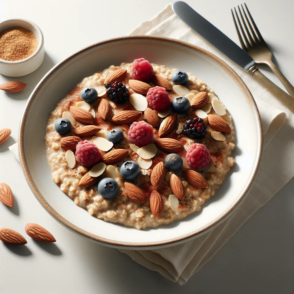 Autumn Spiced Oatmeal with Almonds and Berries